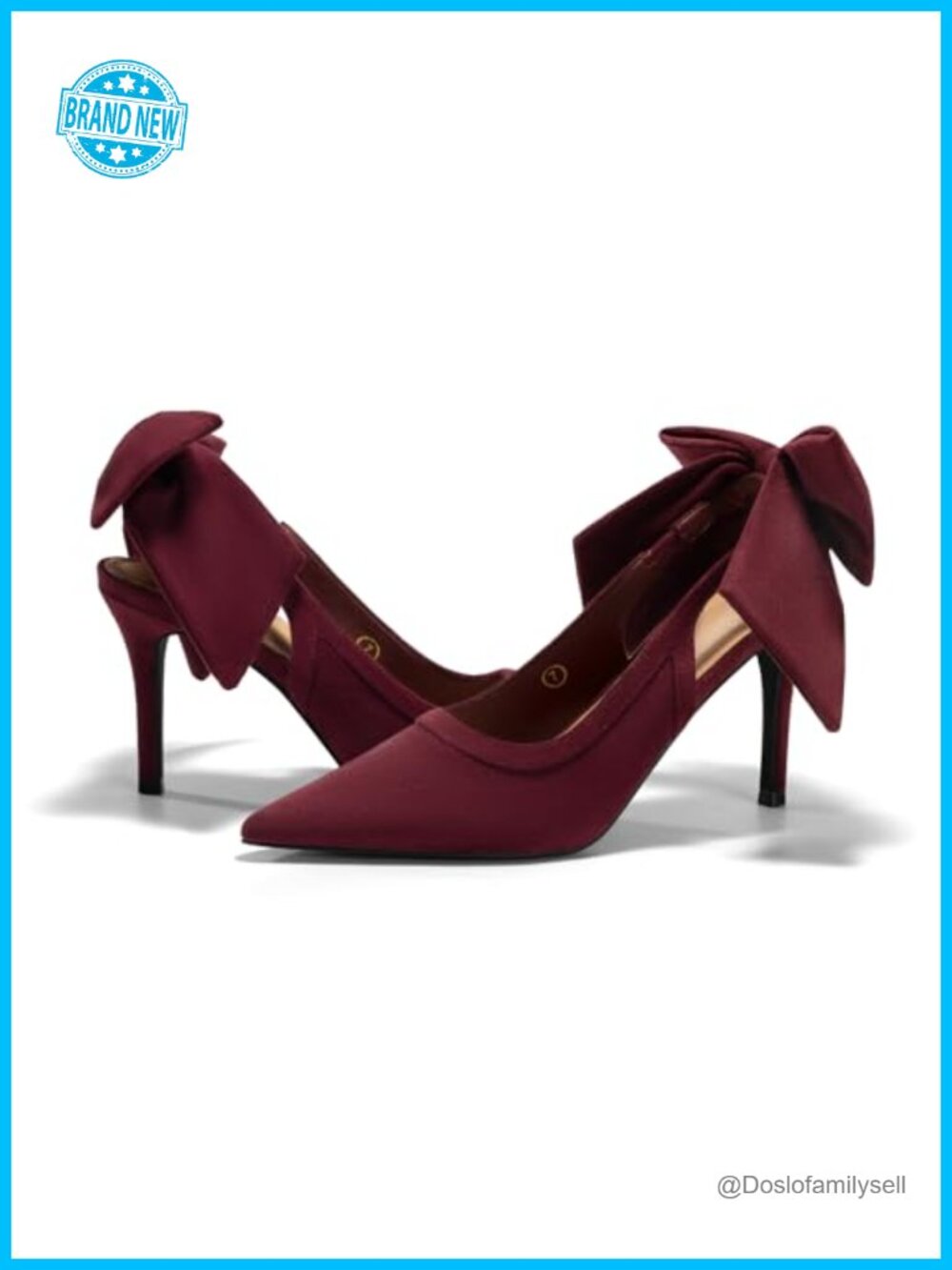 High Heels Slingback Bow Pointed Toe Faux Suede Party Dress Shoes